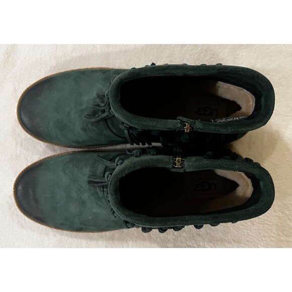 UGG Shenandoah Pine Suede Fringe Boho Western Ankle Boots Size 8.5 Green NEW NIB - Picture 7 of 16